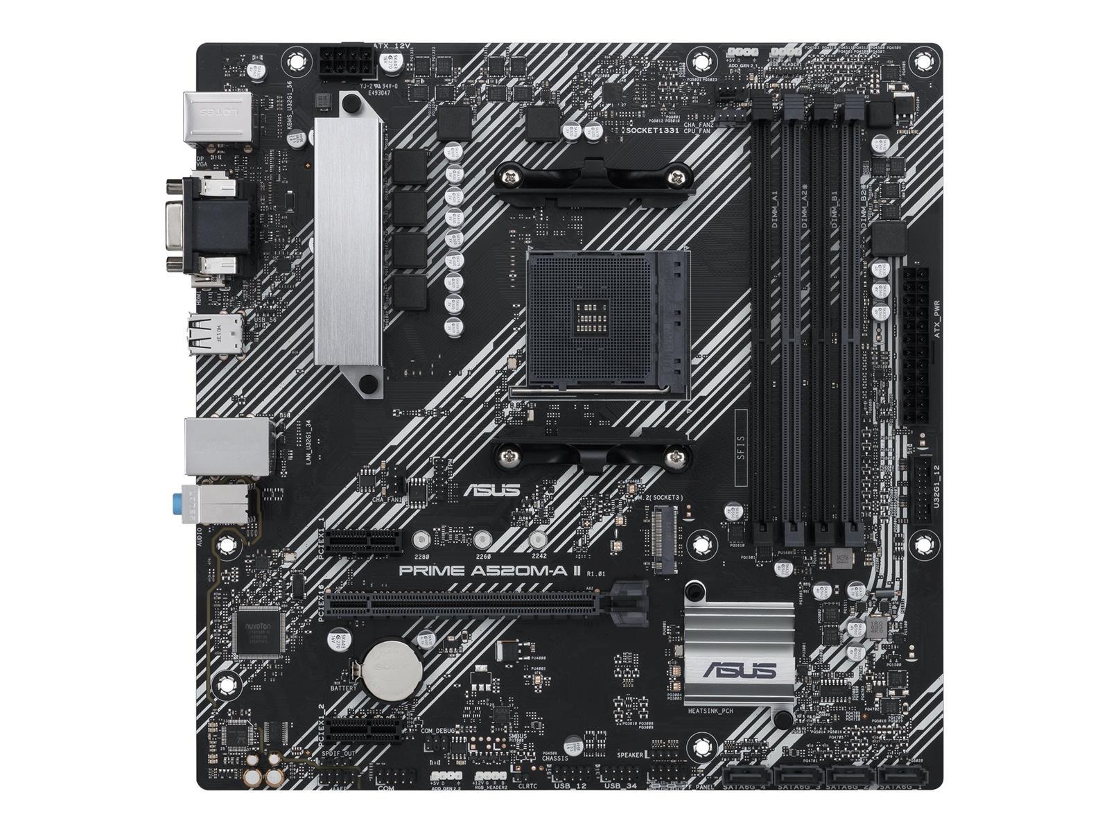 ASUS PRIME A520M-A II - Motherboard - micro ATX - Socket AM4 - AMD A520 Chipsatz - USB 3.2 Gen 1 - Gigabit LAN - Onboard-Grafik (CPU erforderlich)