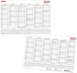 Herlitz Tafelkalender 2025 A4 inkl. Schulferien rot/schw