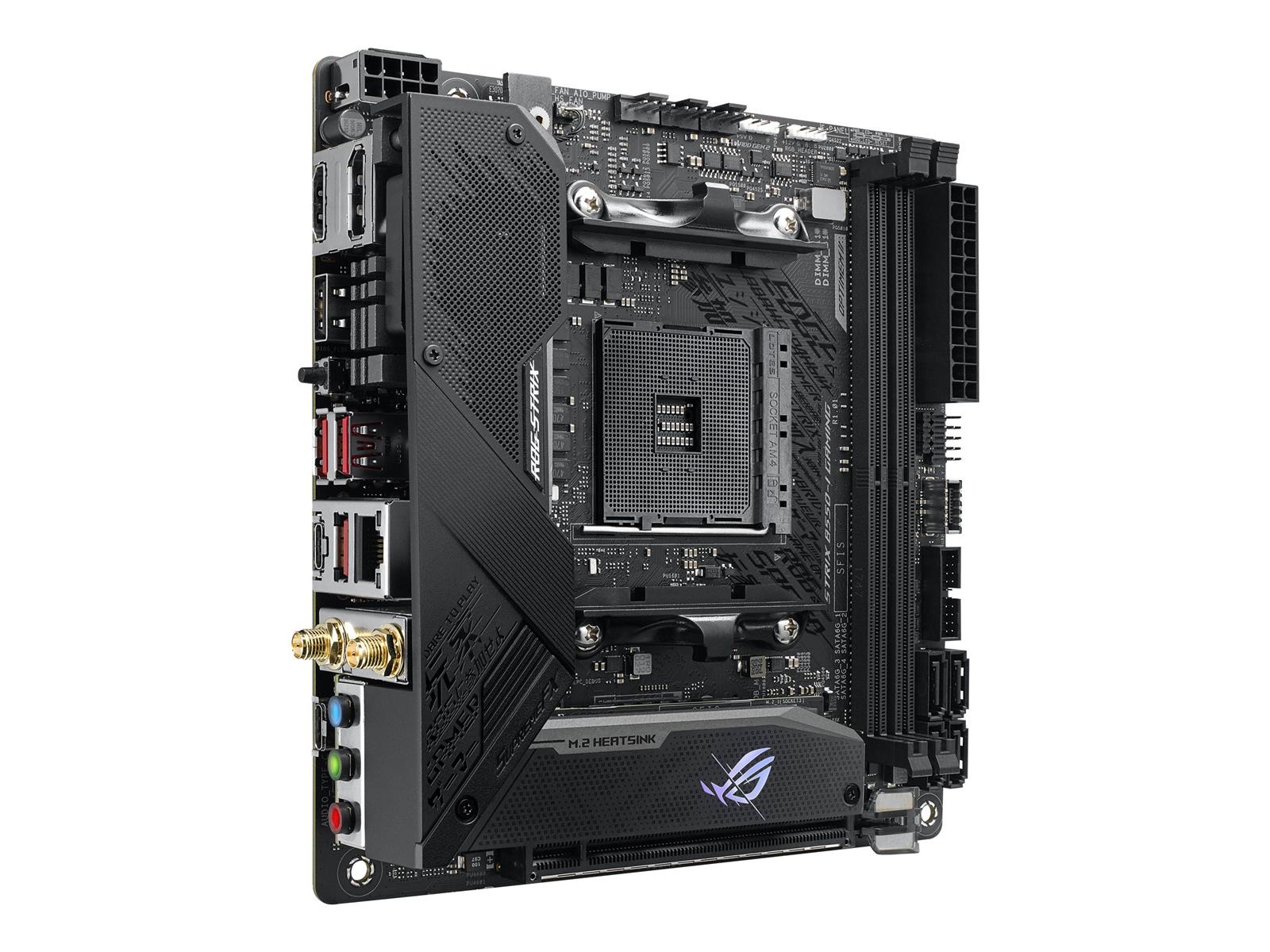 ASUS ROG STRIX B550-I GAMING - Motherboard - Mini-ITX - Socket AM4 - AMD B550 Chipsatz - USB-C, USB-C Gen2, USB-C Gen1, USB 3.2 Gen 1, USB 3.2 Gen 2 - 2.5 Gigabit LAN, Wi-Fi, Bluetooth - Onboard-Grafik (CPU erforderlich) ASUS ROG STRIX B550-I GAMING - Motherboard - Mini-ITX - Socket AM4 - AMD B550 Chipsatz - USB-C, USB-C Gen2, USB-C Gen1, USB 3.2 Gen 1, USB 3.2 Gen 2 - 2.5 Gigabit LAN, Wi-Fi, Bluetooth - Onboard-Grafik (CPU erforderlich)