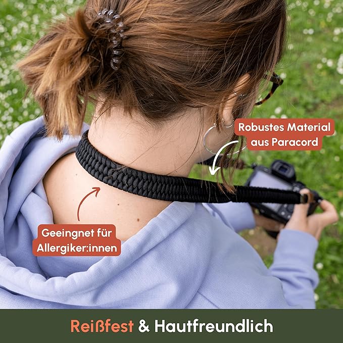 C-ROPE Kameragurt Traveler aus Paracord 125cm Silent Black retail C-ROPE Kameragurt Traveler aus Paracord 125cm Silent Black retail