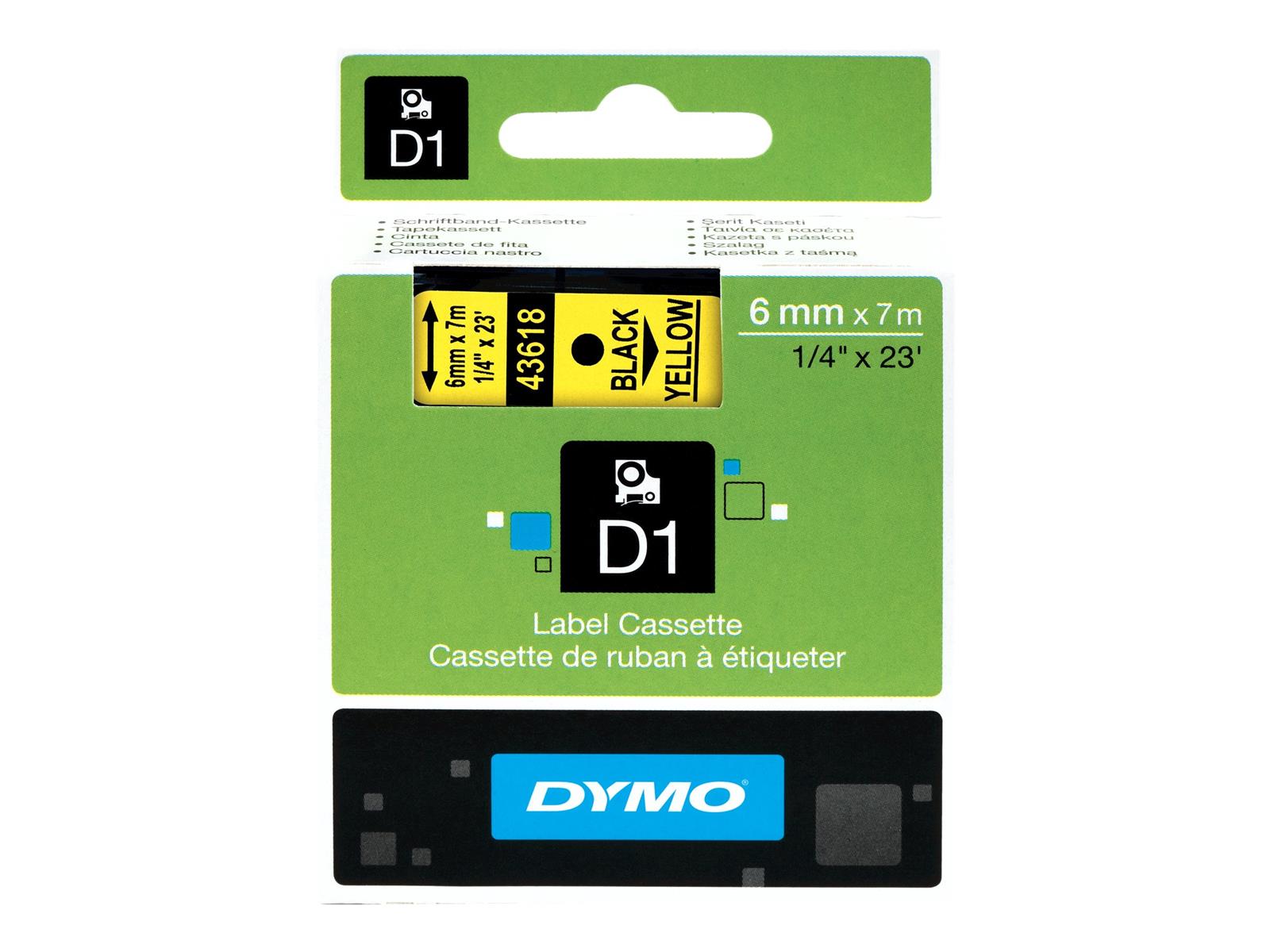 DYMO D1 - Standardetiketten - Schwarz auf Gelb - 6mm x 7m