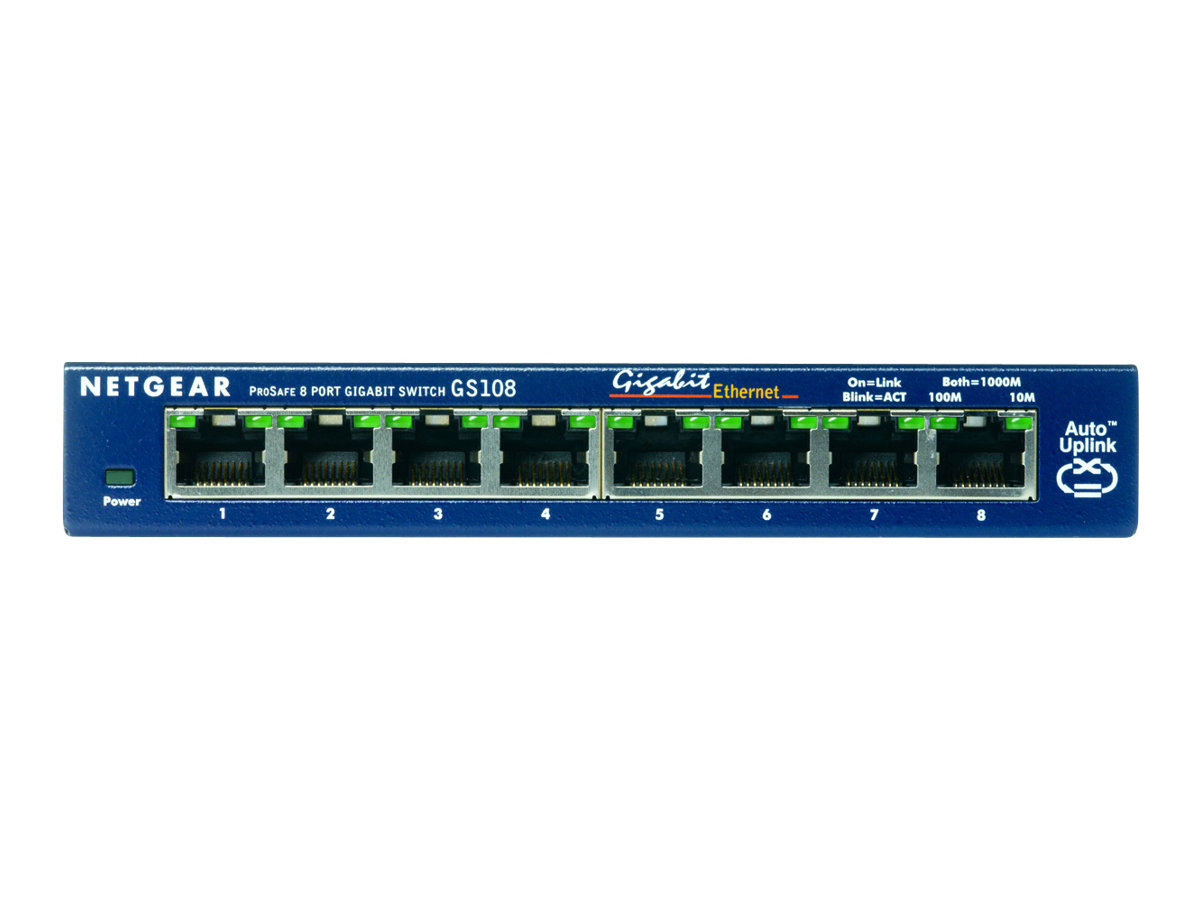 NETGEAR GS108GE Netzwerk-Switch Unmanaged Gigabit Ethernet (10/100/1000) Blau NETGEAR GS108GE Netzwerk-Switch Unmanaged Gigabit Ethernet (10/100/1000) Blau