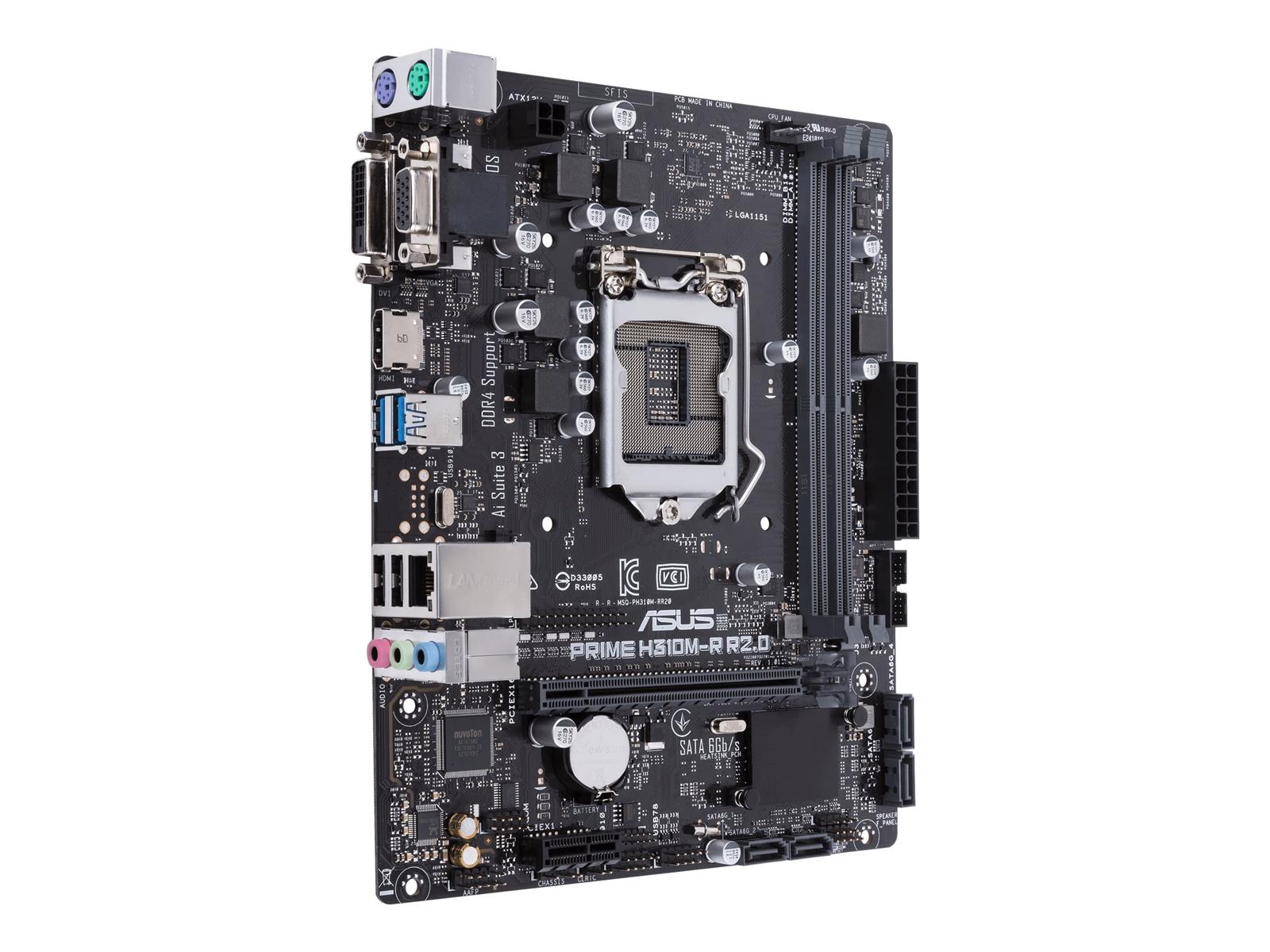 ASUS PRIME H310M-R R2.0 - Motherboard - micro ATX - LGA1151 Socket - H310 Chipsatz - USB 3.1 Gen 1 - Gigabit LAN - Onboard-Grafik (CPU erforderlich)