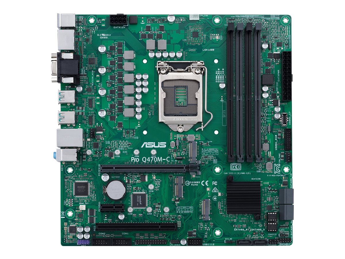 ASUS Pro Q470M-C/CSM - Motherboard - micro ATX - LGA1200-Sockel - Q470 Chipsatz - USB-C Gen1, USB 3.2 Gen 1, USB 3.2 Gen 2 - Gigabit LAN - Onboard-Grafik (CPU erforderlich)