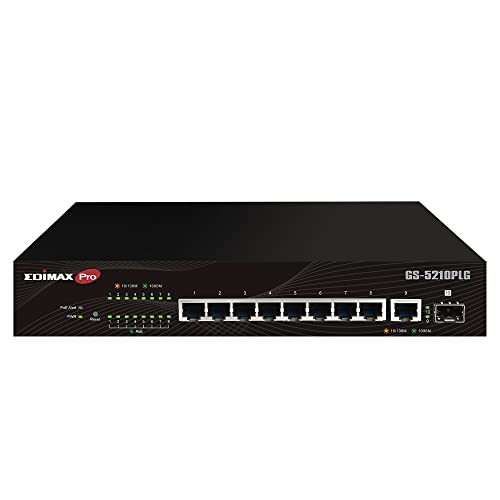 Edimax Switch GS-5210PLG Managed Gigabit Ethernet (10/100/1000) Power over Ethernet (PoE) Schwarz