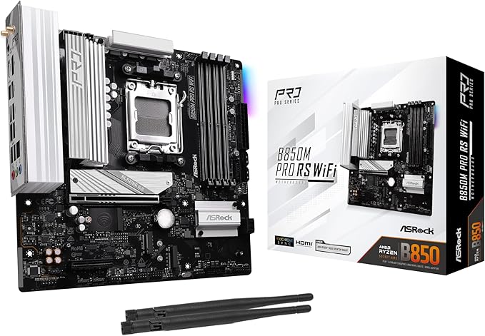 ASRock B850M Pro RS WiFi AM5 mATX HDMI/DP DDR5 - AMD Sockel AM5 (Ryzen Zen4) - Micro/Mini/Flex-ATX