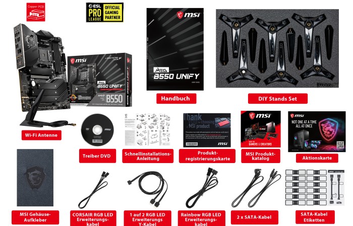 MSI MEG B550 UNIFY - Motherboard - ATX - Socket AM4 - AMD B550 Chipsatz - USB-C Gen2, USB 3.2 Gen 1, USB 3.2 Gen 2 - 2.5 Gigabit LAN, Wi-Fi, Bluetooth - Onboard-Grafik (CPU erforderlich)