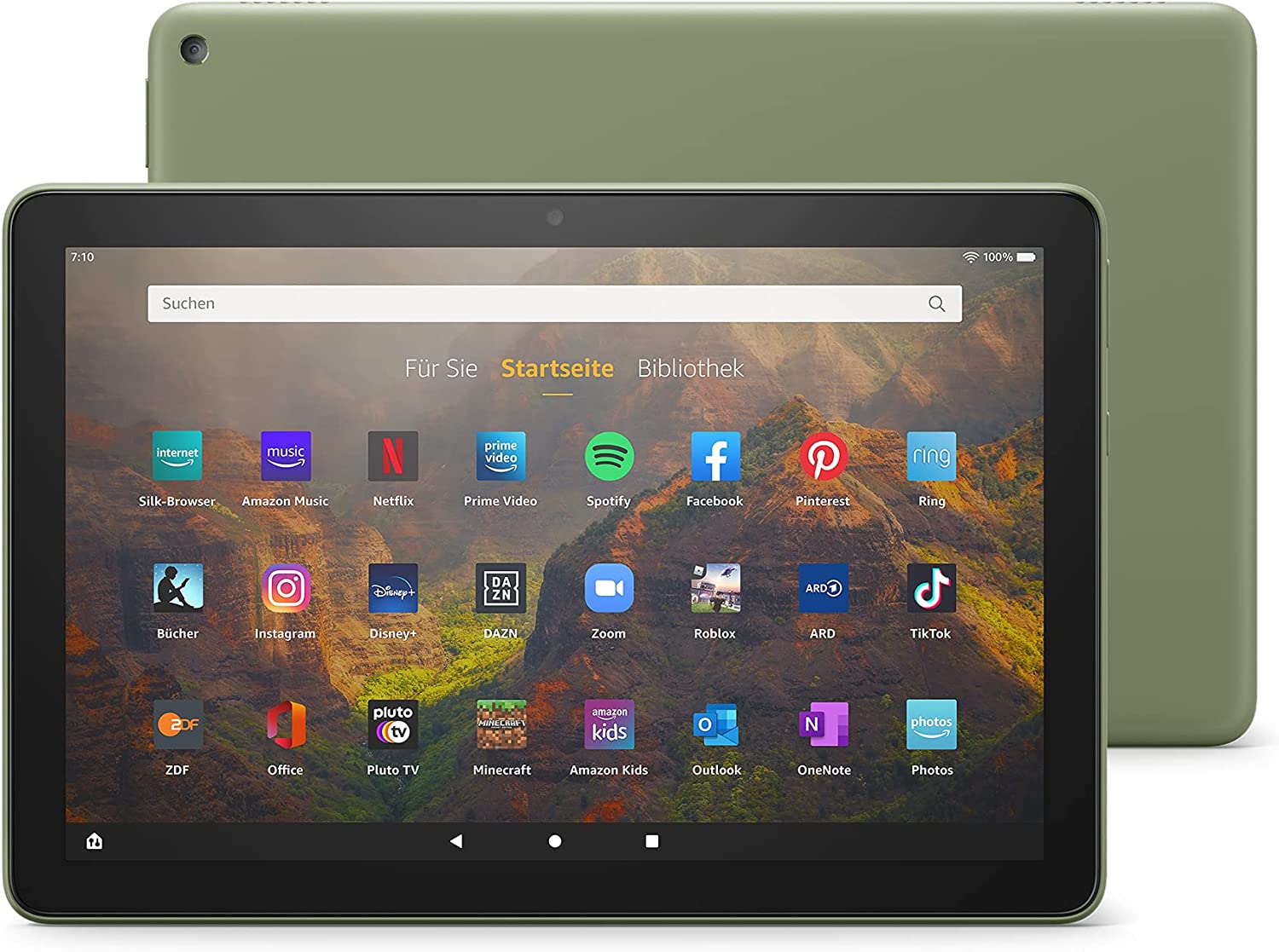 Amazon Fire HD 10-Tablet | 25,6 cm (10,1 Zoll) großes Full-HD-Display (1080p), 32 GB, olivgrün – mit Werbung