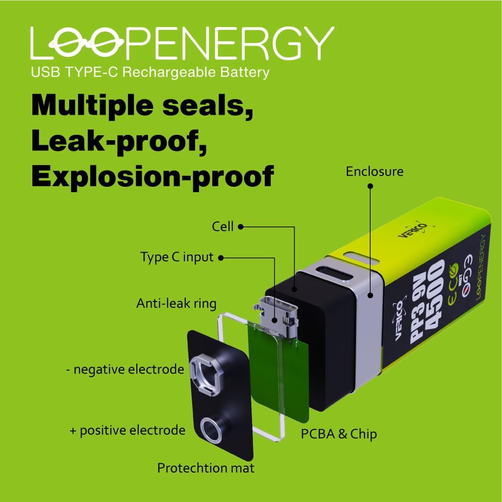 Verico LoopEnergy Li-Ion Akku 9V-Block, USB-C, 2er Pack retail Verico LoopEnergy Li-Ion Akku 9V-Block, USB-C, 2er Pack retail