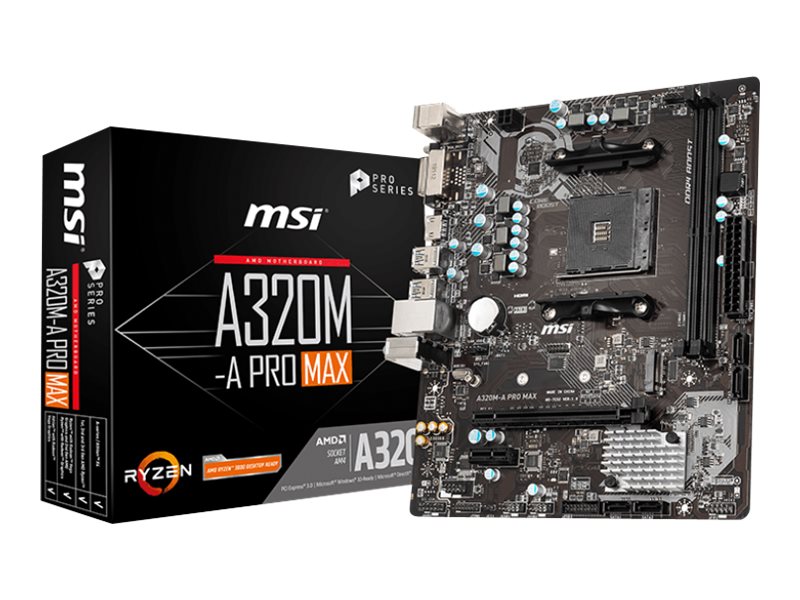 MSI A320M-A PRO MAX - Motherboard - micro ATX - Socket AM4 - AMD A320 Chipsatz - USB 3.2 Gen 1 - Gigabit LAN - Onboard-Grafik (CPU erforderlich)