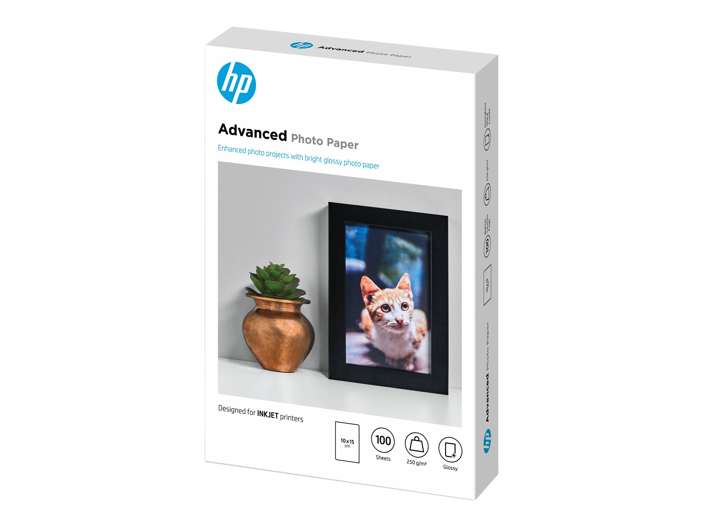 HP Advanced Fotopapier glänzend, 250 g/m2, 10 x 15 cm (101 x 152 mm), 100 Blatt