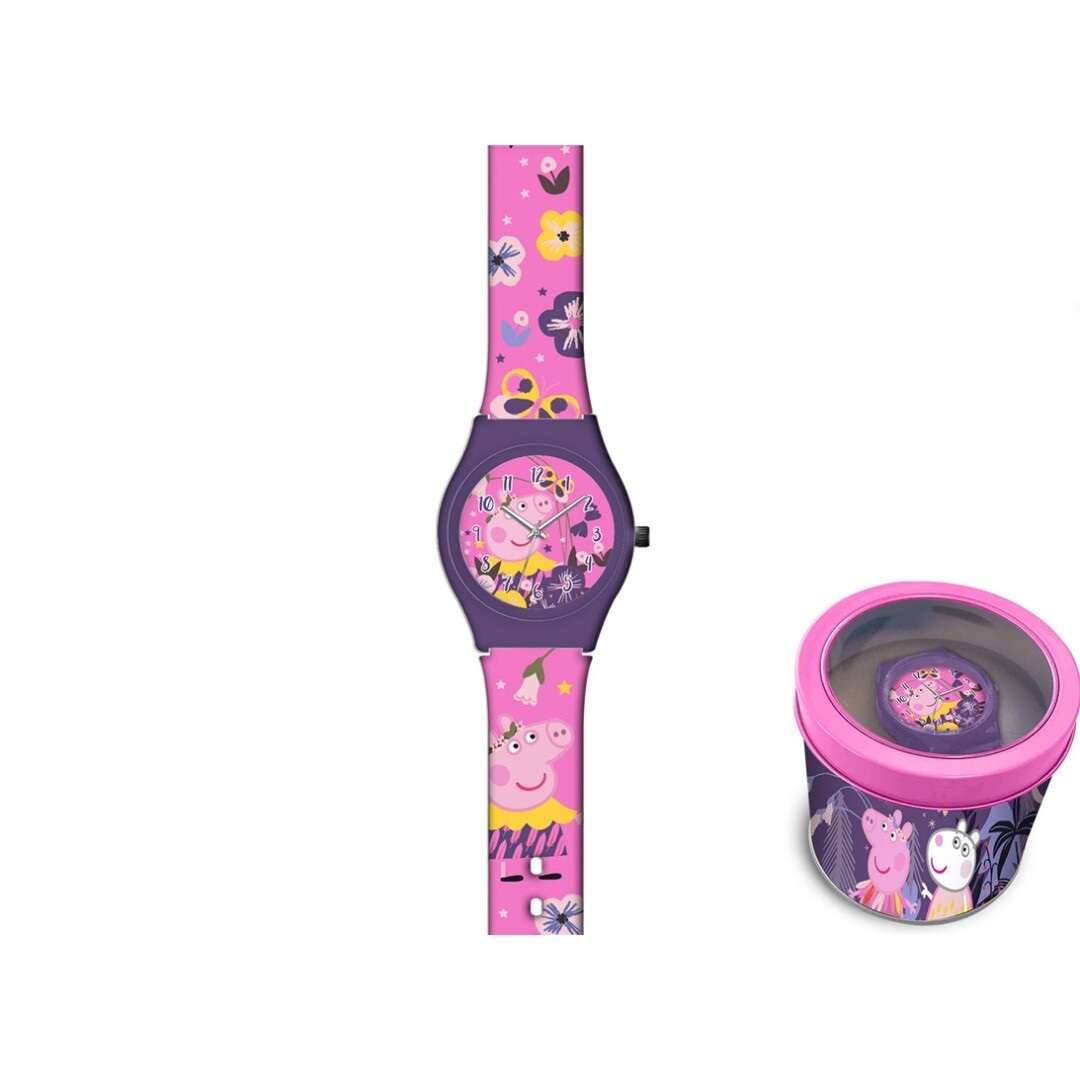 Peppa Pig - Analoge Uhr in Metall Box