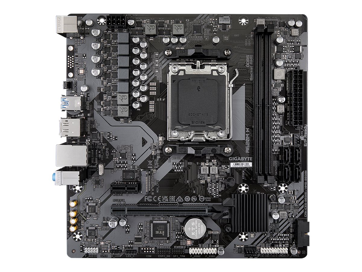 GIGABYTE A620M H Motherboard - Unterstützt AMD Ryzen 8000 CPUs, 5+2+2 Phasen Digital VRM, bis zu 7200MHz DDR5 (OC), 1xPCIe 4.0 M.2, GbE LAN, USB 3.2 Gen 1