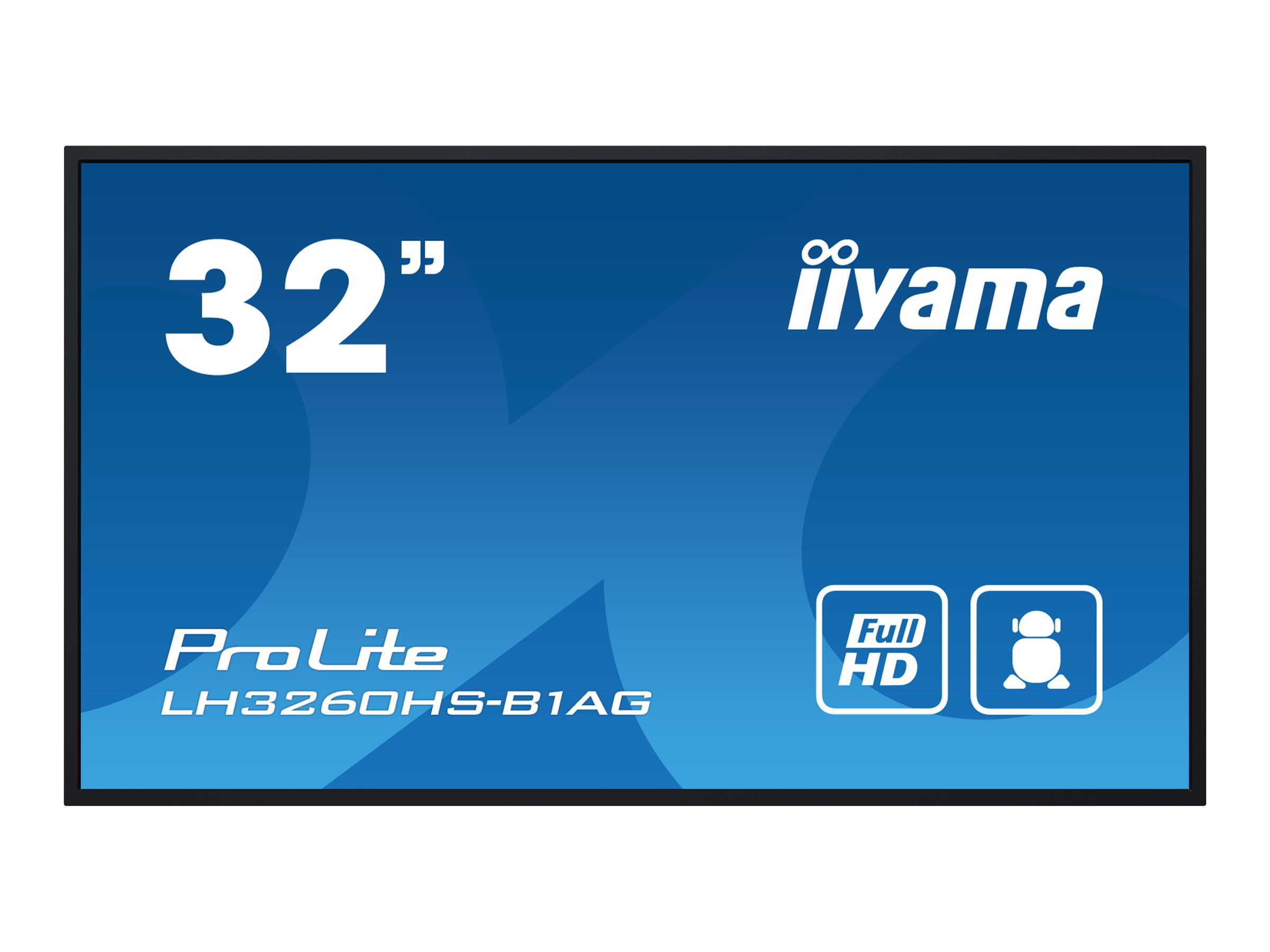 iiyama LH3260HS-B1AG Signage-Display Digitale A-Platine 80 cm (31.5") LED WLAN 500 cd/m² Full HD Schwarz Eingebauter Prozessor Android 11 24/7