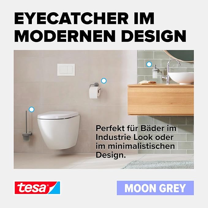 Tesa 40585-00000-00 MOON GREY Haken Klebstoff Grau matt Tesa 40585-00000-00 MOON GREY Haken Klebstoff Grau matt