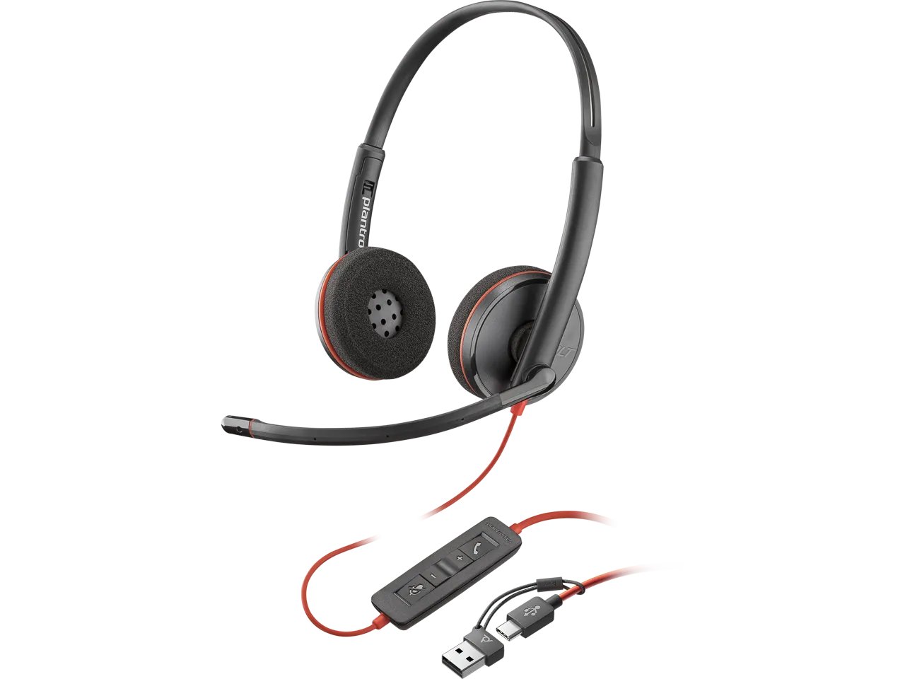 POLY Blackwire 3220 Stereo USB-C-Headset +USB-C/A Adapter (Packungseinheit)