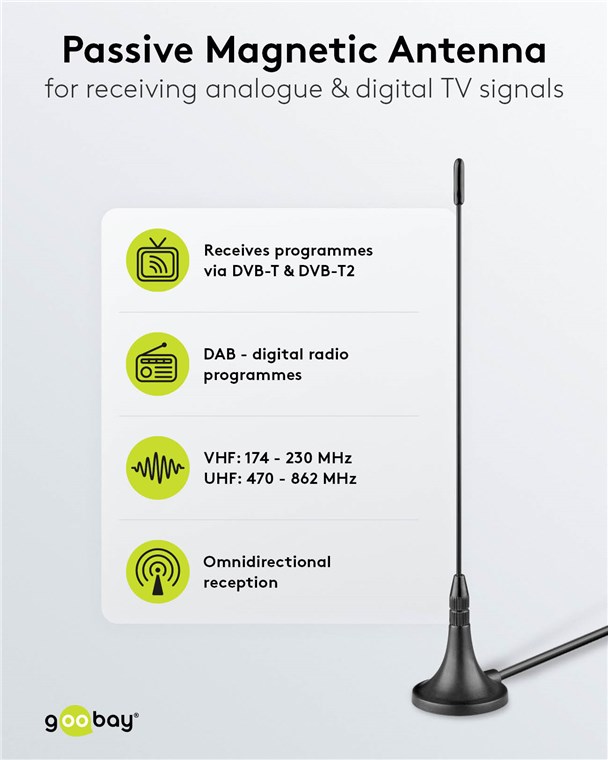 Passive DVB-T2 (HD) Mini-Magnetantenne Passive DVB-T2 (HD) Mini-Magnetantenne