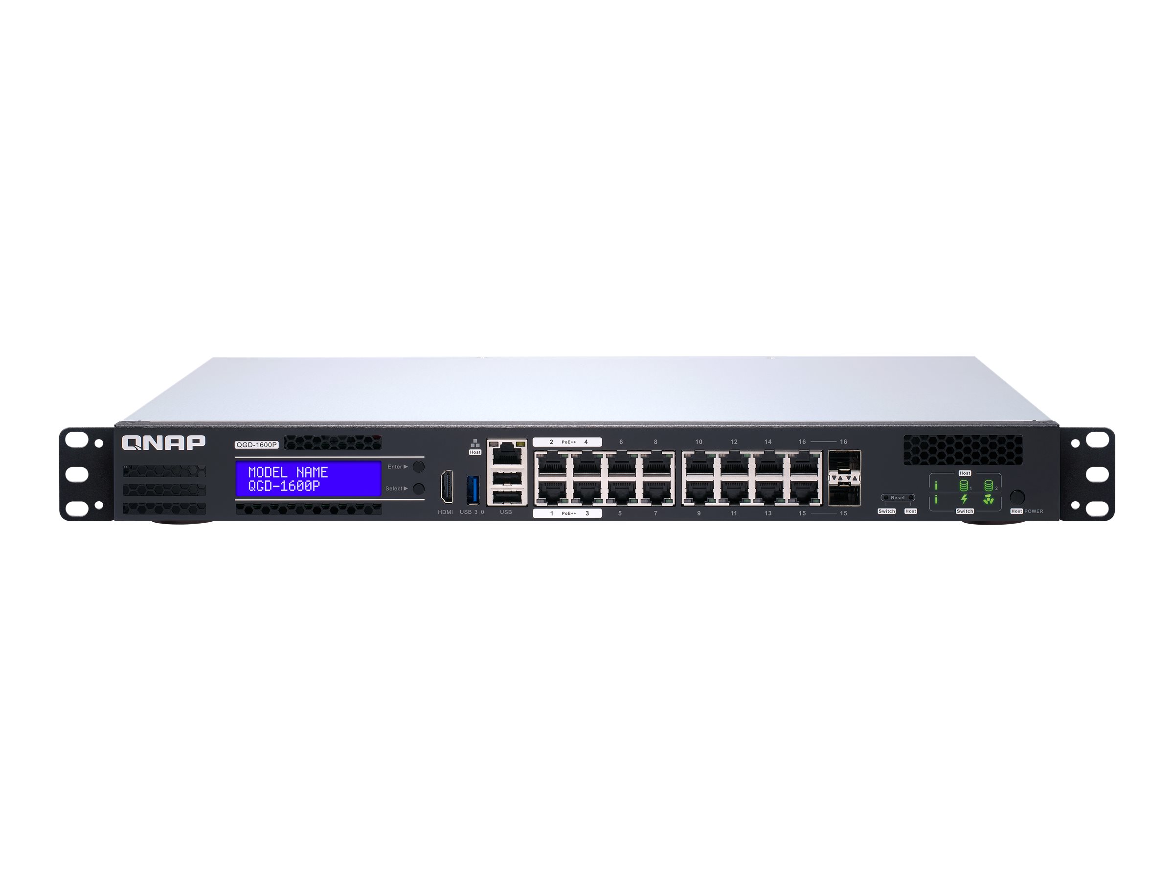 QNAP QGD-1600P Managed Gigabit Ethernet (10/100/1000) Power over Ethernet (PoE) 1U Schwarz, Grau