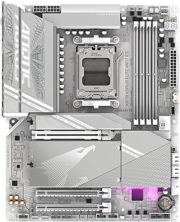 GIGABYTE X870 AORUS ELITE WIFI7 ICE Mainboard - Unterstützt AMD Ryzen 9000 CPUs, 16+2+2 Phasen Digitales VRM, bis zu 8200MHz DDR5 (OC), 3xPCIe 5.0 + 1xPCIe 4.0, Wi-Fi 7, 2.5GbE LAN, USB 4