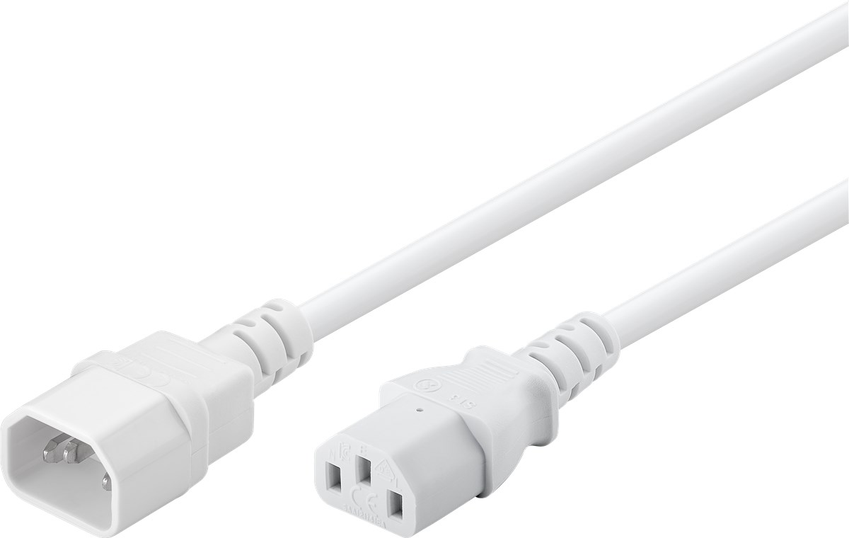 Kaltgeräte Verlängerungkabel, 3 m, Weiß