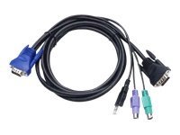 Longshine LCS-KC4-3 Tastatur/Video/Maus (KVM)-Kabel Schwarz 3 m