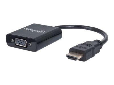 Manhattan HDMI to VGA Converter cable, 1080p, 30cm, Male to Female, Micro-USB Power Input Port for additional power if needed, Black, Three Year Warranty, Blister - Videoadapter - HD-15 (VGA)