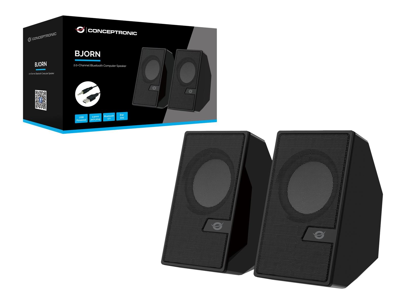 Conceptronic BJORN 2.0-Kanal-Computer-Lautsprecher mit Bluetooth, 6W