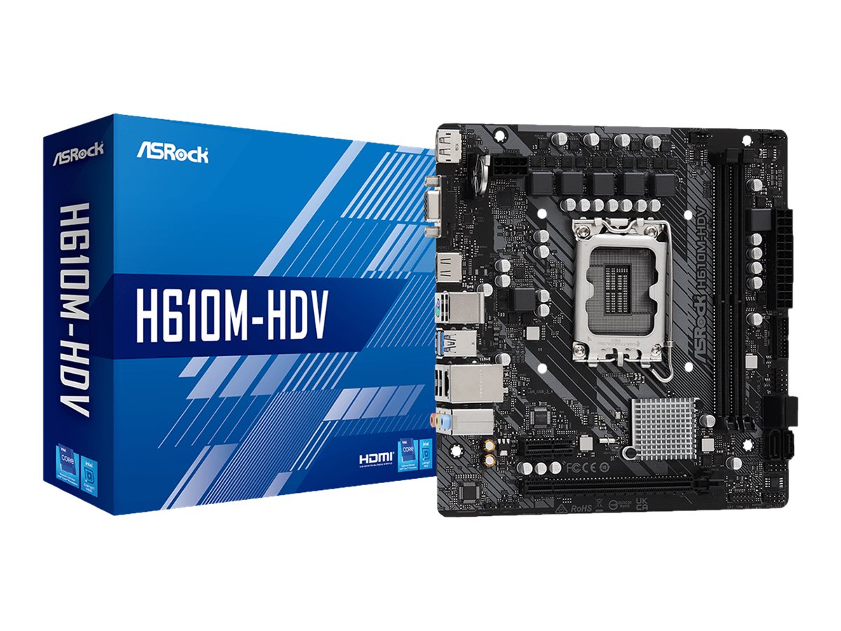 ASRock H610M-HDV - Motherboard - micro ATX - LGA1700-Sockel - H610 Chipsatz - USB 3.2 Gen 1 - Gigabit LAN - Onboard-Grafik (CPU erforderlich)