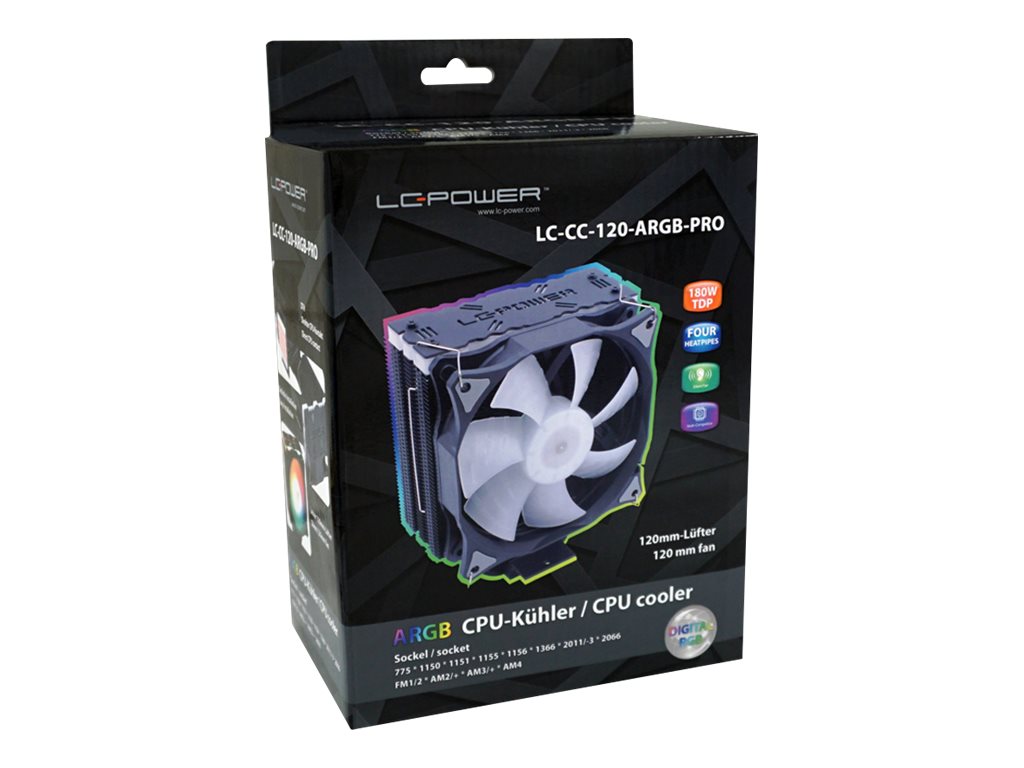 LC-Power LC-CC-120-ARGB-PRO Computerkühlsystem Prozessor Kühler 12 cm Schwarz
