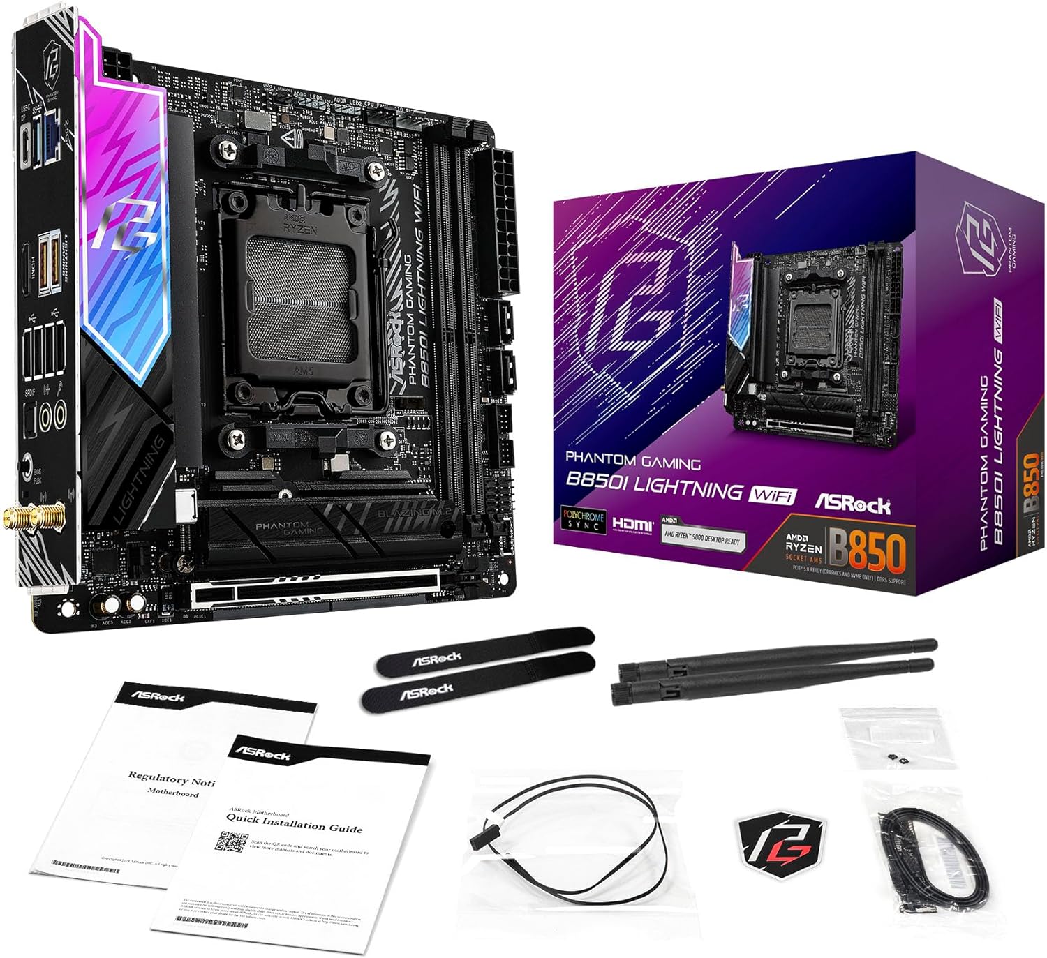 Asrock Phantom Gaming B850I Lightning WiFi AMD B850 Sockel AM5 mini ITX