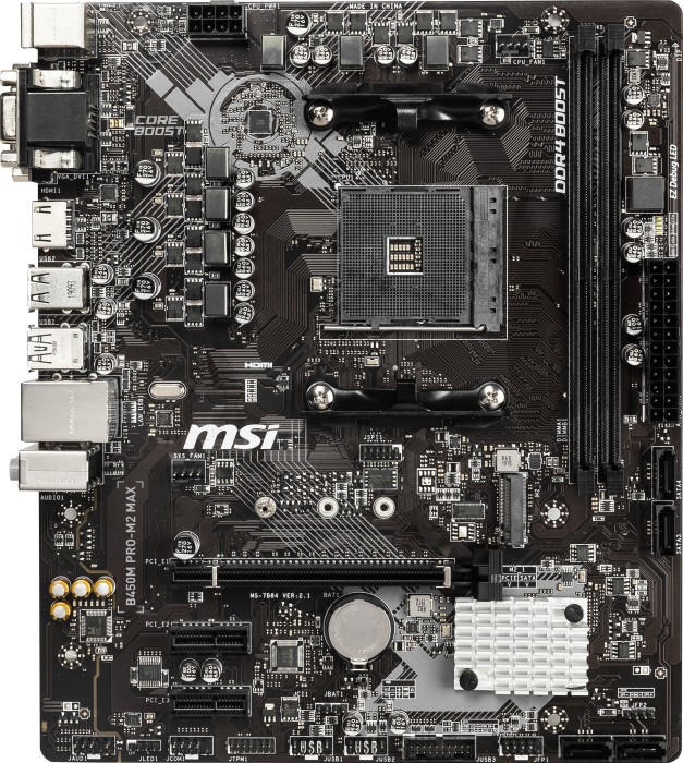 MSI B450M PRO-M2 MAX - Motherboard - micro ATX - Socket AM4 - AMD B450 Chipsatz - USB 3.2 Gen 1 - Gigabit LAN - Onboard-Grafik (CPU erforderlich) MSI B450M PRO-M2 MAX - Motherboard - micro ATX - Socket AM4 - AMD B450 Chipsatz - USB 3.2 Gen 1 - Gigabit LAN - Onboard-Grafik (CPU erforderlich)