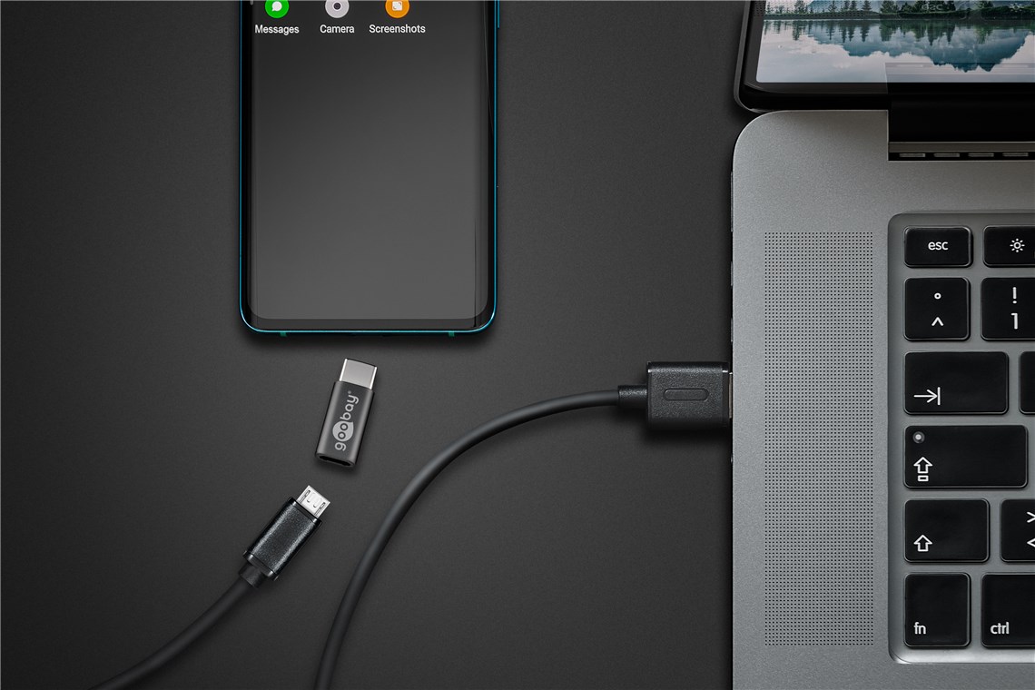 Adapter USB-C™ auf USB 2.0 Micro-B, grau