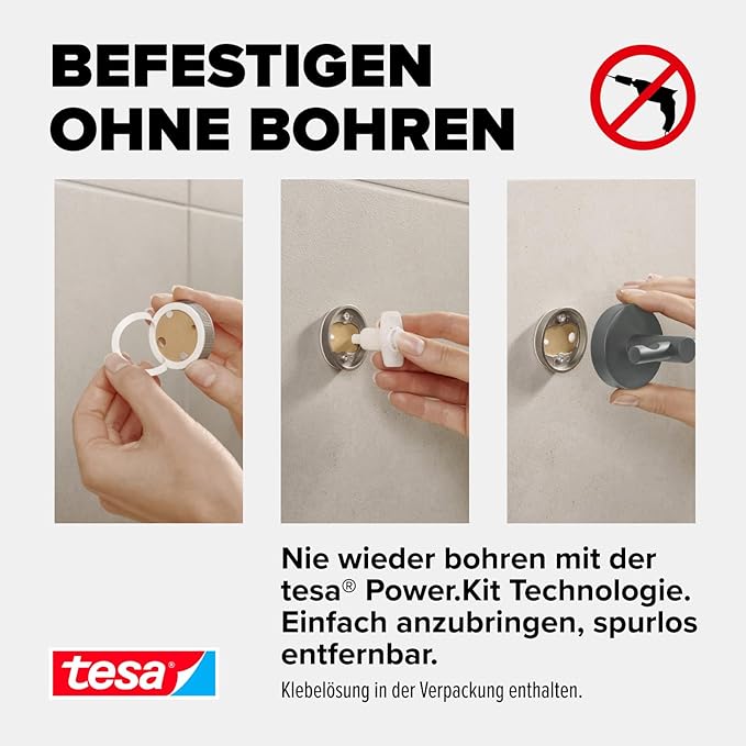 Tesa 40585-00000-00 MOON GREY Haken Klebstoff Grau matt Tesa 40585-00000-00 MOON GREY Haken Klebstoff Grau matt