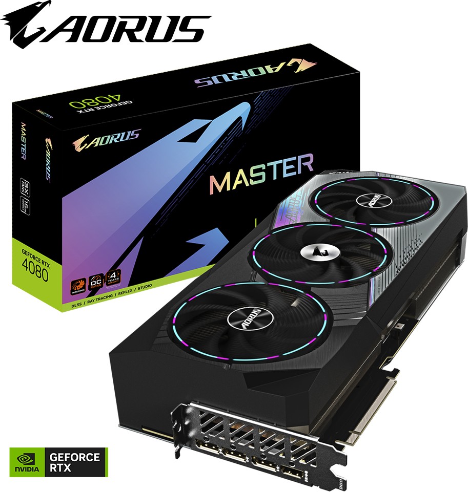 GIGABYTE AORUS GeForce RTX 4080 Master 16G, 16GB GDDR6X, HDMI, 3x DP