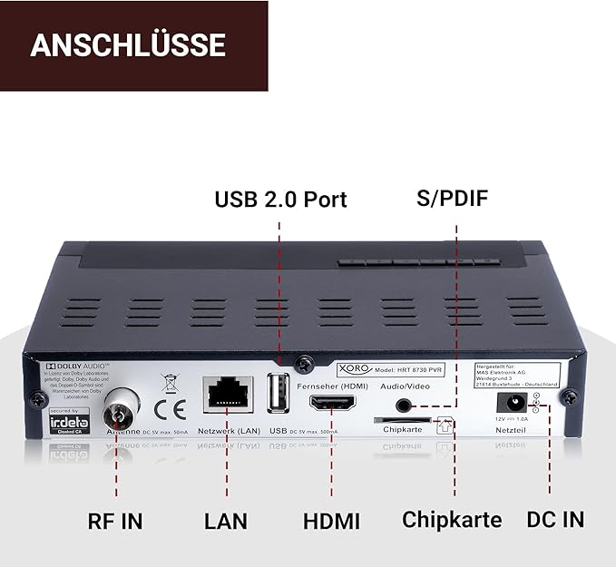 XORO HRT 8730 DVB-T/T2 Full HD Receiver schwarz XORO HRT 8730 DVB-T/T2 Full HD Receiver schwarz