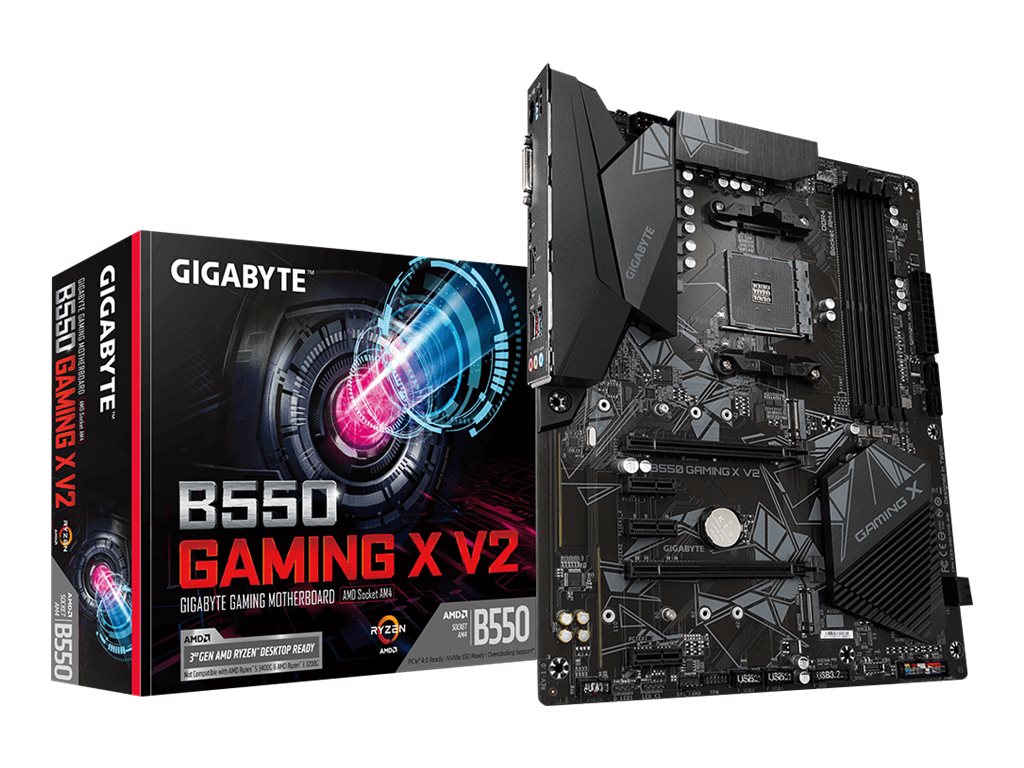 GIGABYTE B550 Gaming X V2 Mainboard – AMD Ryzen 5000 CPUs, 10+3 Phasen VRM, bis zu 4733 MHz DDR4, 1xPCIe 4.0 + 1xPCIe 3.0 M.2, 1GbE LAN, USB 3.2 Gen 2