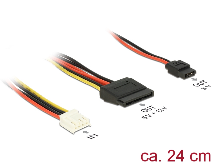 Delock Kabel Power 4Pin Floppy SATA Power 15 Pin Buchse 24cm