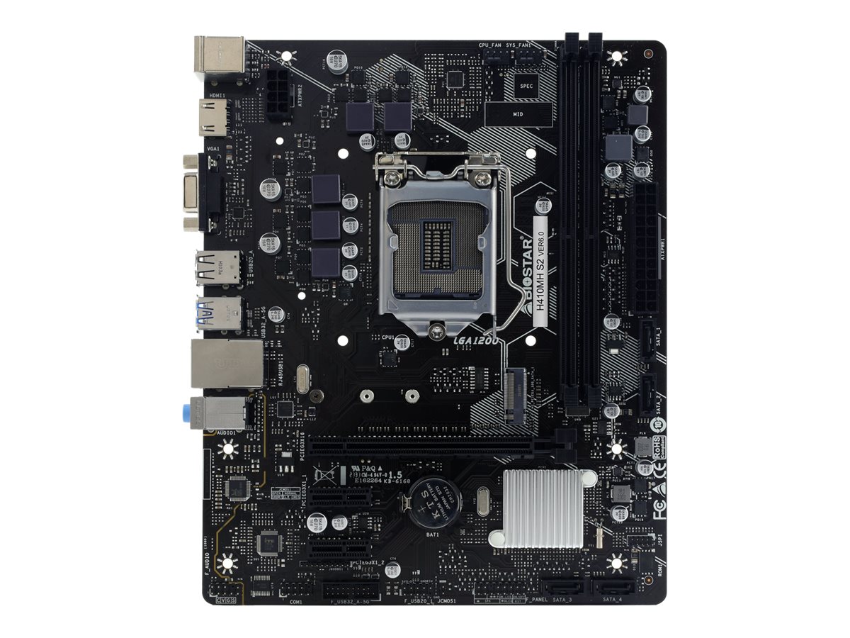 Biostar H410MH S2 - 6.0 - Motherboard - micro ATX - LGA1200-Sockel - H510 Chipsatz - USB 3.2 Gen 1 - Gigabit LAN - Onboard-Grafik (CPU erforderlich)