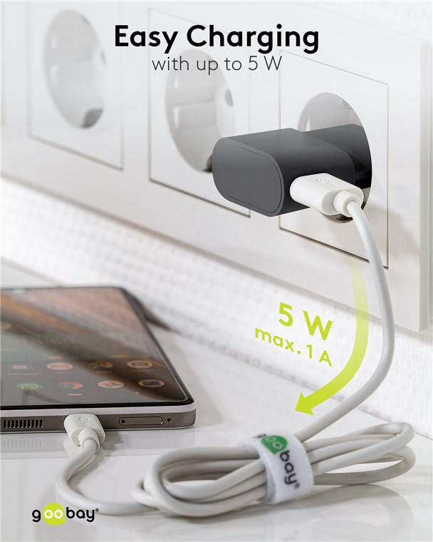 USB-A Ladegerät (5 W) schwarz USB-A Ladegerät (5 W) schwarz