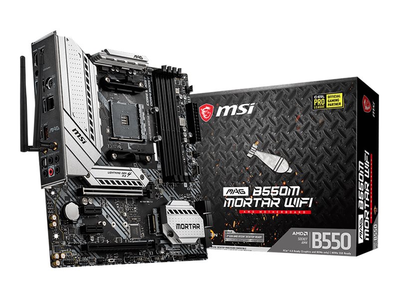 MSI MAG B550M MORTAR WIFI - Motherboard - micro ATX - Socket AM4 - AMD B550 Chipsatz - USB-C Gen2, USB-C Gen1, USB 3.2 Gen 1, USB 3.2 Gen 2 - Bluetooth, 2.5 Gigabit LAN, Wi-Fi - Onboard-Grafik (CPU erforderlich)