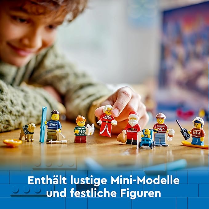 LEGO City Adventskalender 2024, Adventsgeschenk für Kinder ab 5 Jahren, 24 Überraschungen, Minifiguren in Weihnachtspullis, Weihnachtsmann und Frau Weihnachtsmann, Geschenk zu Weihnachten 60436