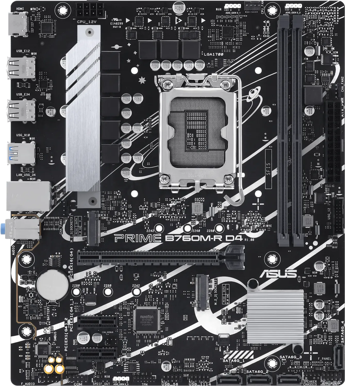 ASUS PRO B760M-R D4 - Motherboard - micro ATX - LGA1700-Sockel - B760 Chipsatz - USB 3.2 Gen 1 - 2.5 Gigabit LAN - Onboard-Grafik (CPU erforderlich)