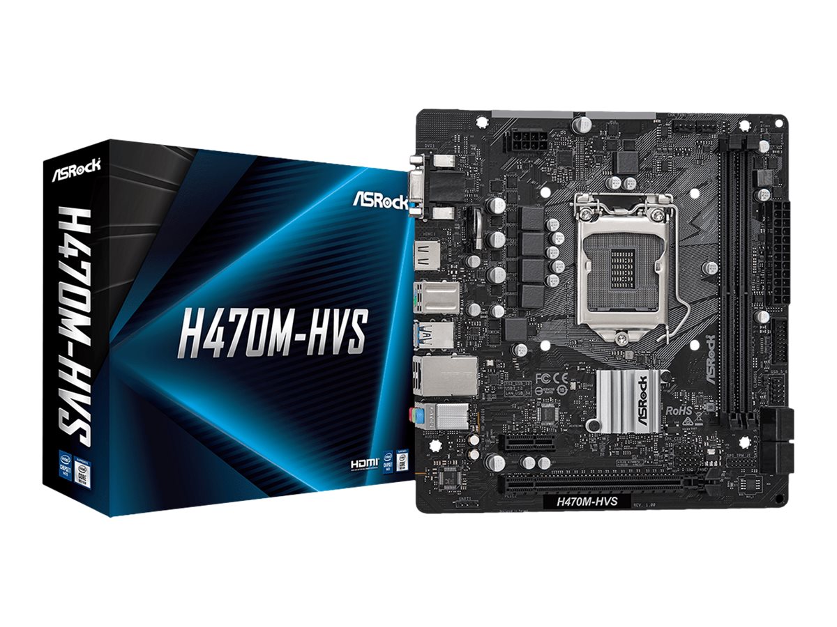 ASRock H470M-HVS - Motherboard - micro ATX - LGA1200-Sockel - H470 Chipsatz - USB 3.2 Gen 1 - Gigabit LAN - Onboard-Grafik (CPU erforderlich)