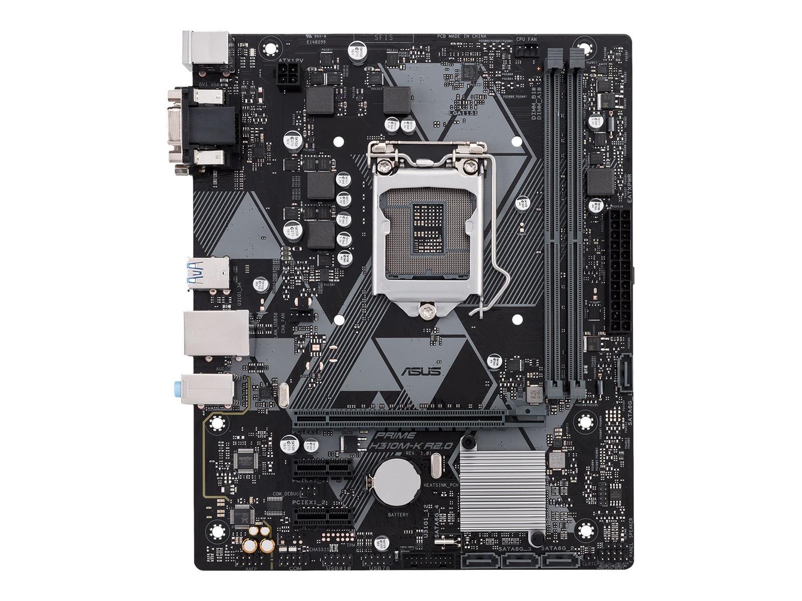 ASUS PRIME H310M-K R2.0 - Motherboard - micro ATX - LGA1151 Socket - H310 Chipsatz - USB 3.1 Gen 1 - Gigabit LAN - Onboard-Grafik (CPU erforderlich)
