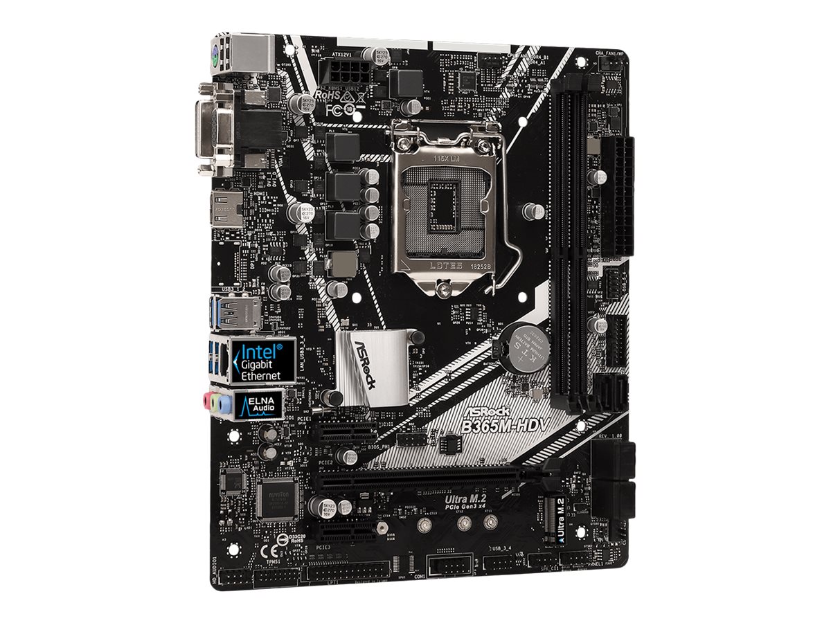 ASRock B365M-HDV - Motherboard - micro ATX - LGA1151 Socket - B365 Chipsatz - USB 3.1 Gen 1 - Gigabit LAN - Onboard-Grafik (CPU erforderlich) ASRock B365M-HDV - Motherboard - micro ATX - LGA1151 Socket - B365 Chipsatz - USB 3.1 Gen 1 - Gigabit LAN - Onboard-Grafik (CPU erforderlich)