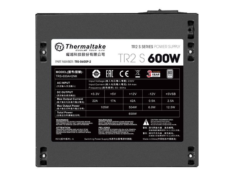 Thermaltake TR2 S 600W - Netzteil (intern) - ATX12V 2.3/ EPS12V Thermaltake TR2 S 600W - Netzteil (intern) - ATX12V 2.3/ EPS12V