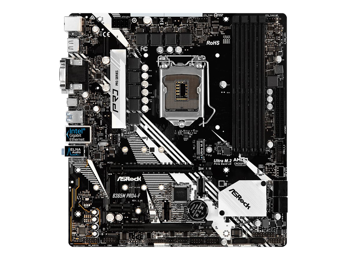 ASRock B365M Pro4-F - Motherboard - micro ATX - LGA1151 Socket - B365 Chipsatz - USB 3.2 Gen 1 - Gigabit LAN - Onboard-Grafik (CPU erforderlich)