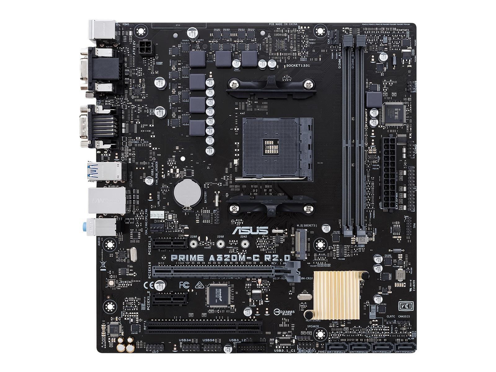 ASUS A320M-C R2.0 - Motherboard - micro ATX - Socket AM4 - AMD A320 Chipsatz - USB 3.1 Gen 1 - Gigabit LAN - Onboard-Grafik (CPU erforderlich)
