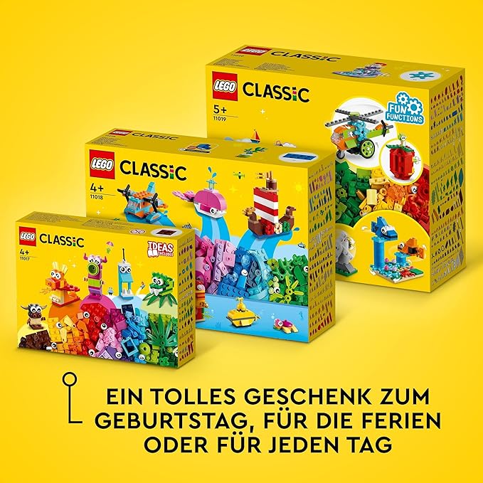 LEGO 11018 Classic Kreativer Meeresspaß, Kreativ-Set mit Bausteinen für Kinder ab 4 Jahre mit Wal, Schilldkröte und Seepferdchen                  11018