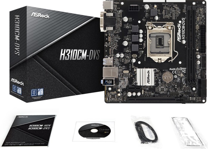 ASRock H310CM-DVS - Motherboard - micro ATX - LGA1151 Socket - H310 Chipsatz - USB 3.1 Gen 1 - Gigabit LAN - Onboard-Grafik (CPU erforderlich) ASRock H310CM-DVS - Motherboard - micro ATX - LGA1151 Socket - H310 Chipsatz - USB 3.1 Gen 1 - Gigabit LAN - Onboard-Grafik (CPU erforderlich)